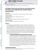 Cover page: NETWORK STRUCTURE, MULTIPLEXITY, AND EVOLUTION AS INFLUENCES ON COMMUNITY‐BASED PARTICIPATORY INTERVENTIONS