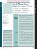 Cover page: Locally Advanced Breast Cancer: MR Imaging for Prediction of Response to Neoadjuvant Chemotherapy—Results from ACRIN 6657/I-SPY TRIAL