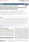 Cover page: Acute kidney injury in the ICU: from injury to recovery: reports from the 5th Paris International Conference.