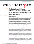 Cover page: Trichostatin A inhibits the activation of Hepatic stellate cells by Increasing C/EBP-Î± Acetylation in vivo and in vitro