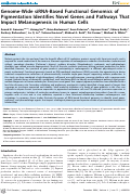 Cover page: Genome-Wide siRNA-Based Functional Genomics of Pigmentation Identifies Novel Genes and Pathways That Impact Melanogenesis in Human Cells