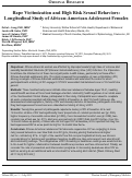 Cover page: Rape Victimization and High Risk Sexual Behaviors: A Longitudinal Study of African-American Adolescent Females