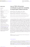 Cover page: Loss of TDP-43 function contributes to genomic instability in amyotrophic lateral sclerosis