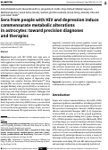 Cover page: Sera from people with HIV and depression induce commensurate metabolic alterations in astrocytes: toward precision diagnoses and therapies.