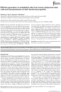 Cover page: Efficient generation of endothelial cells from human pluripotent stem cells and characterization of their functional properties