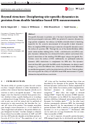 Cover page: Beyond structure: Deciphering site-specific dynamics in proteins from double histidine-based EPR measurements.