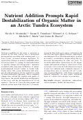 Cover page: Nutrient Addition Prompts Rapid Destabilization of Organic Matter in an Arctic Tundra Ecosystem