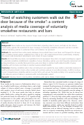 Cover page: “Tired of watching customers walk out the door because of the smoke”: a content analysis of media coverage of voluntarily smokefree restaurants and bars