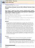 Cover page: Diet and Risk of Ovarian Cancer in the California Teachers Study Cohort