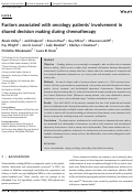 Cover page: Factors associated with oncology patients' involvement in shared decision making during chemotherapy