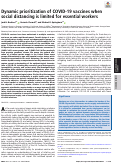 Cover page: Dynamic prioritization of COVID-19 vaccines when social distancing is limited for essential workers