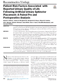 Cover page: Patient Risk Factors Associated with Reported Urinary Quality of Life Following Artificial Urinary Sphincter Placement: A Paired Pre and Postoperative Analysis.