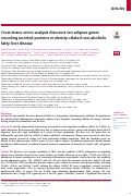 Cover page: Cross-tissue omics analysis discovers ten adipose genes encoding secreted proteins in obesity-related non-alcoholic fatty liver disease.