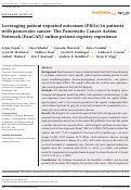 Cover page: Leveraging patient‐reported outcomes (PROs) in patients with pancreatic cancer: The Pancreatic Cancer Action Network (PanCAN) online patient registry experience