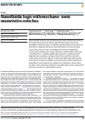 Cover page: Nanofluidic logic with mechano-ionic memristive switches.