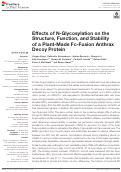 Cover page: Effects of N-Glycosylation on the Structure, Function, and Stability of a Plant-Made Fc-Fusion Anthrax Decoy Protein.