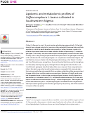 Cover page: Lipidomic and metabolomic profiles of Coffea canephora L. beans cultivated in Southwestern Nigeria