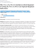 Cover page: The Use of a Novel Antimicrobial Implant Coating In Vivo to Prevent Spinal Implant Infection.