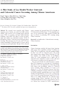 Cover page: A Pilot Study of Lay Health Worker Outreach and Colorectal Cancer Screening Among Chinese Americans