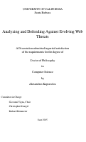 Cover page: Analyzing and Defending Against Evolving Web Threats