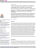 Cover page: “I did not know about all these”: Perceptions regarding safer conception methods by women living with HIV in Gaborone, Botswana