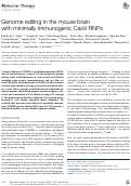 Cover page: Genome editing in the mouse brain with minimally immunogenic Cas9 RNPs.