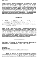 Cover page: <em>Individual Differences in Second-Language Learning</em> by Peter Skehan. London: Edward Arnold, 1989. 168 pp.