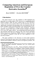 Cover page: American and European Regulation of Over-the-Counter Derivative Securities