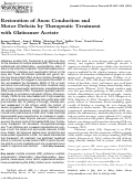 Cover page: Restoration of axon conduction and motor deficits by therapeutic treatment with glatiramer acetate
