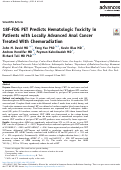 Cover page: 18F-FDG PET Predicts Hematologic Toxicity in Patients with Locally Advanced Anal Cancer Treated With Chemoradiation