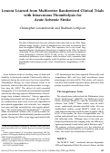 Cover page: Lessons learned from multicenter randomized clinical trials with intravenous thrombolysis for acute ischemic stroke