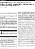 Cover page: Maternal Low-Protein Diet or Hypercholesterolemia Reduces Circulating Essential Amino Acids and Leads to Intrauterine Growth Restriction