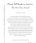 Cover page: Private Toll Roads in America - The First Time Around