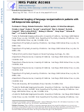 Cover page: Multimodal imaging of language reorganization in patients with left temporal lobe epilepsy.