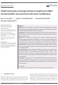 Cover page: Health information exchange between hospital and skilled nursing facilities not associated with lower readmissions