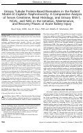 Cover page: Urinary tubular protein-based biomarkers in the rodent model of cisplatin nephrotoxicity: a comparative analysis of serum creatinine, renal histology, and urinary KIM-1, NGAL, and NAG in the initiation, maintenance, and recovery phases of acute kidney injury.