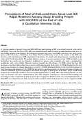 Cover page: Perceptions of Next-of-Kin/Loved Ones About Last Gift Rapid Research Autopsy Study Enrolling People with HIV/AIDS at the End of Life: A Qualitative Interview Study