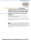 Cover page: Author Correction: Modeling suggests fossil fuel emissions have been driving increased land carbon uptake since the turn of the 20th Century