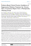 Cover page: Evidence-Based Clinical Practice Guidelines on Regenerative Medicine Treatment for Chronic Pain: A Consensus Report from a Multispecialty Working Group.