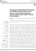 Cover page: Autoimmune-Mediated Retinopathy in CXCR5-Deficient Mice as the Result of Age-Related Macular Degeneration Associated Proteins Accumulation.