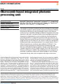 Cover page: Microcomb-based integrated photonic processing unit