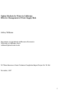 Cover page: Option Markets for Water in California: Effective Management of Water Supply Risk