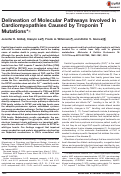 Cover page: Delineation of Molecular Pathways Involved in Cardiomyopathies Caused by Troponin T Mutations*