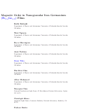 Cover page of Magnetic order in nanogranular iron germanium (Fe0.53Ge0.47) films