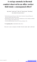 Cover page: A sex/age anomaly in thermal comfort observed in an office worker field study: A menopausal effect?