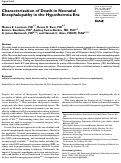 Cover page: Characterization of Death in Neonatal Encephalopathy in the Hypothermia Era