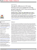 Cover page: Sex specific differences in HIV status disclosure and care engagement among people living with HIV in rural communities in Kenya and Uganda