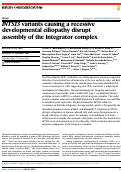 Cover page: INTS13 variants causing a recessive developmental ciliopathy disrupt assembly of the Integrator complex.