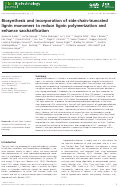 Cover page: Biosynthesis and incorporation of side‐chain‐truncated lignin monomers to reduce lignin polymerization and enhance saccharification