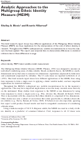 Cover page: Analytic Approaches to the Multigroup Ethnic Identity Measure (MEIM)